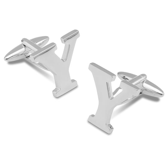 Letter Y Silver Cufflinks