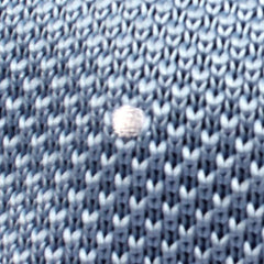 Light Blue Knitted Tie with White Polka Dots Fabric