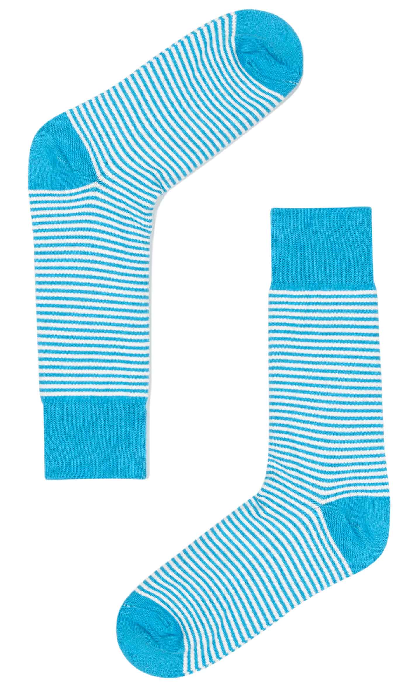 Light Blue & White Thin Pinstripes Cotton-Blend Socks | Men Happy Sock ...
