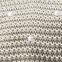 Light Grey Knitted Tie with White Polka Dots Fabric