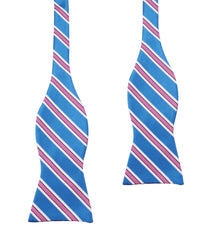 Light Blue Bow Tie Untied with Pink Stripes