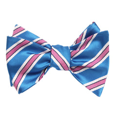 Light Blue Bow Tie Untied with Pink Stripes Self tied knot by OTAA