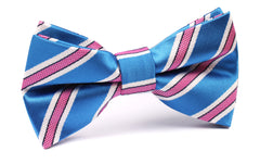 Light Blue Bow Tie with Pink Stripes