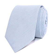 Light Blue Cotton Pinstripes Skinny Tie Front