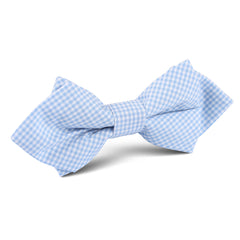 Light Blue Gingham Cotton Diamond Bow Tie