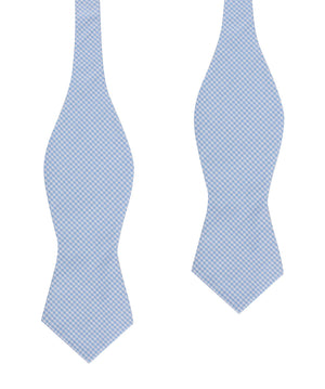 Light Blue Gingham Cotton Self Tie Diamond Bow Tie
