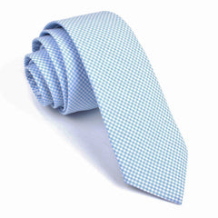 Light Blue Gingham Cotton Skinny Tie