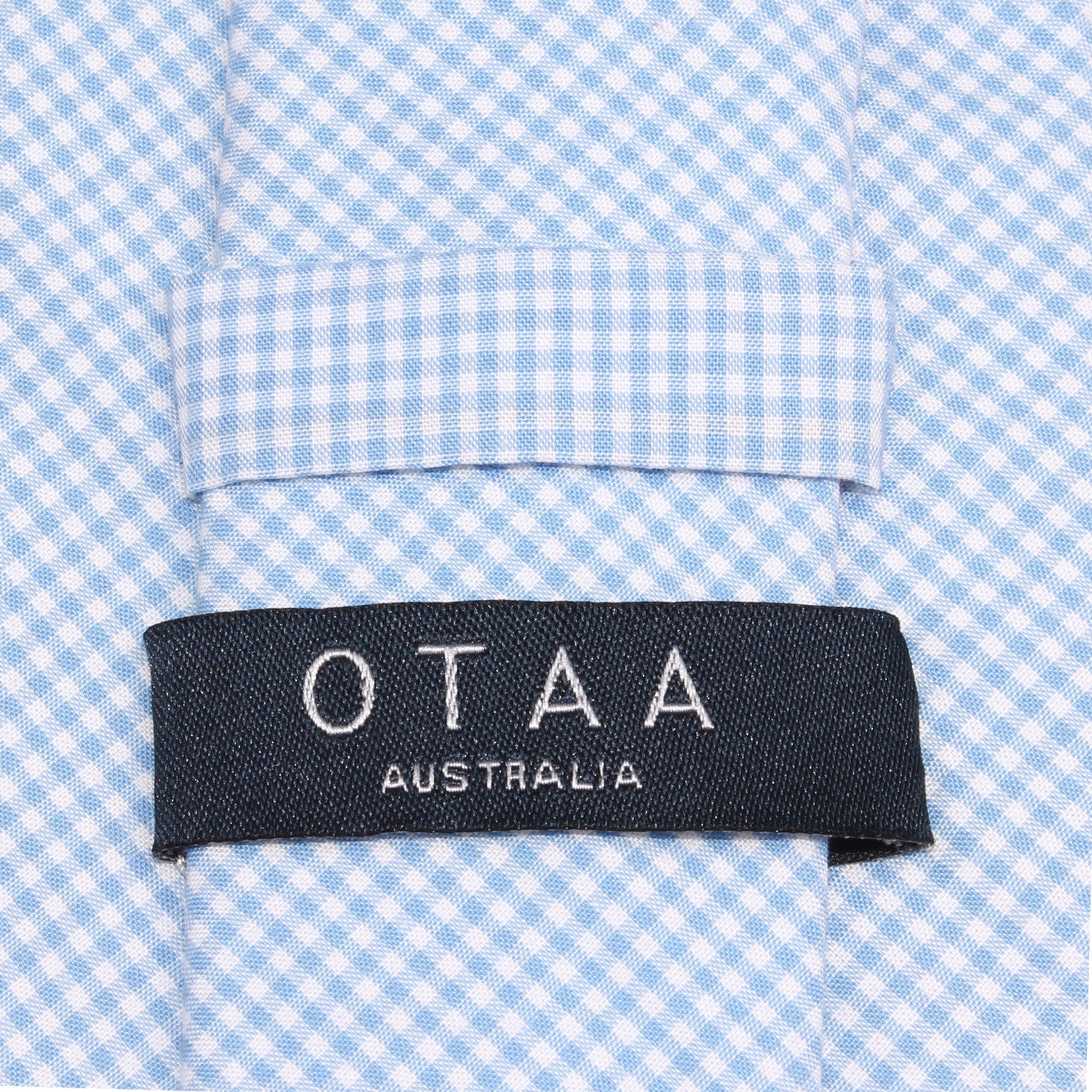 Light Blue Gingham Cotton Skinny Tie OTAA Australia