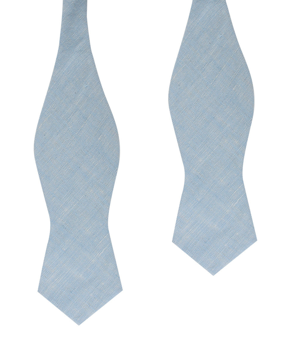 Light Blue Linen Chambray Self Tie Diamond Bow Tie