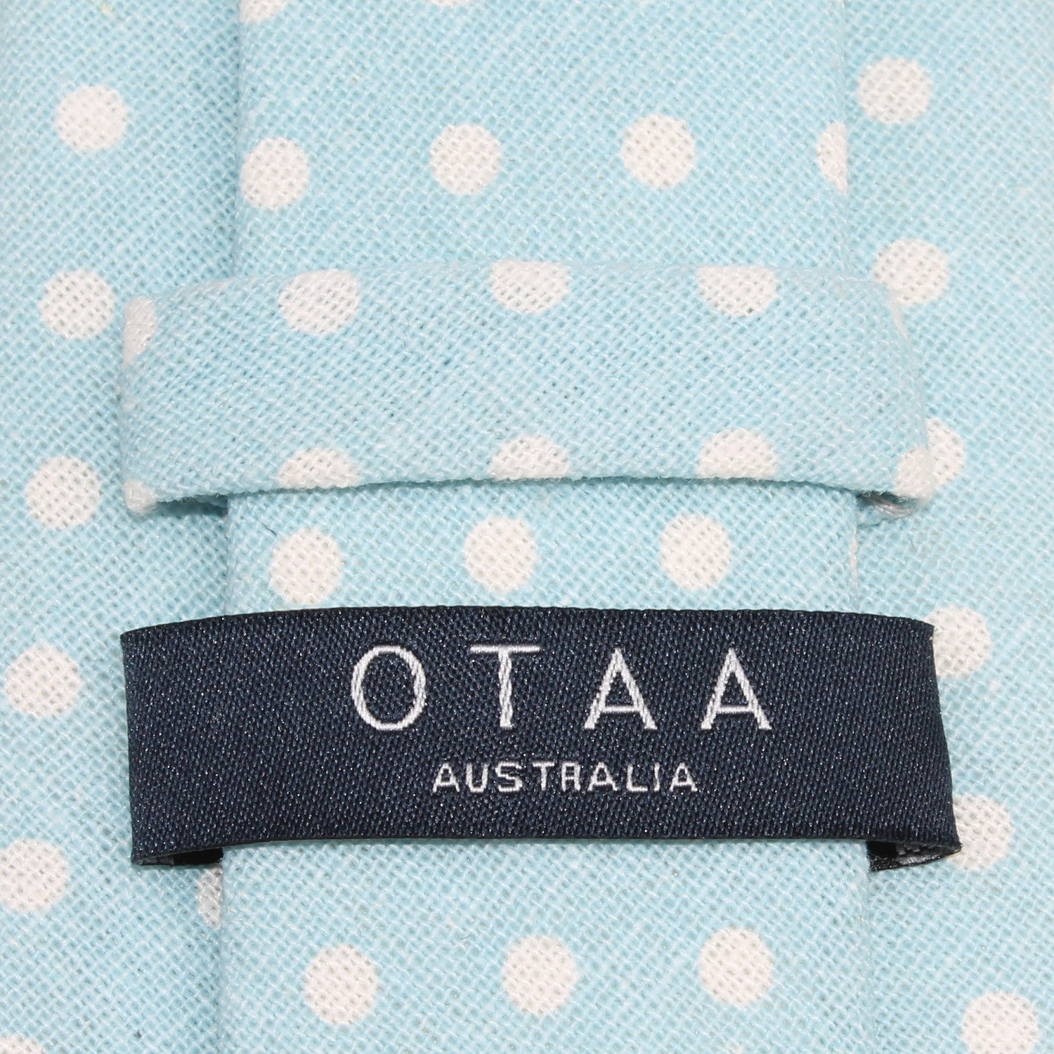 Light Blue Linen Polka Dot Skinny Tie OTAA Australia