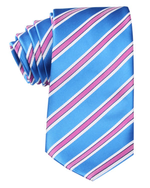 Light Blue Tie with Pink Stripes