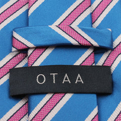 Light Blue Tie with Pink Stripes Back