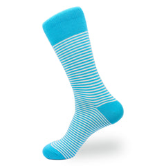 Light Blue & White Thin Pinstripes Cotton-Blend  Socks