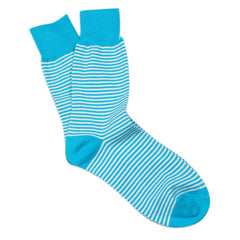 Light Blue & White Thin Pinstripes Cotton-Blend Stylish Mens OTAA Socks