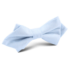 Light Blue and White Pinstripes Cotton Diamond Bow Tie