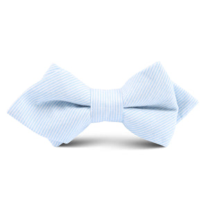 Light Blue and White Pinstripes Cotton Kids Diamond Bow Tie