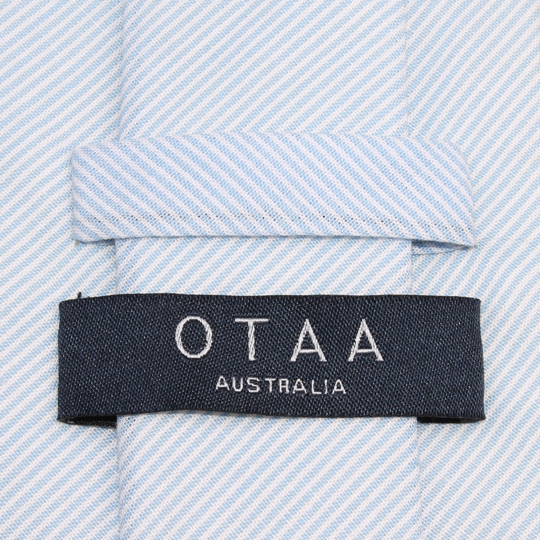 Light Blue and White Pinstripes Cotton Necktie OTAA Australia