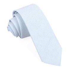 Light Blue and White Pinstripes Cotton Skinny Tie