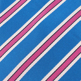 Light Blue Pocket Square with Pink Stripes