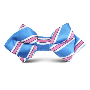 Light Blue with Pink Stripes Kids Diamond Bow Tie