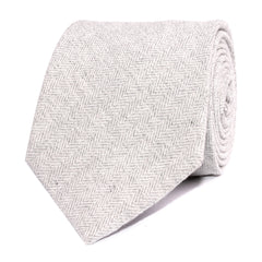 Light Grey Herringbone Linen Necktie Front