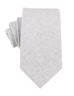 Light Grey Herringbone Linen Necktie