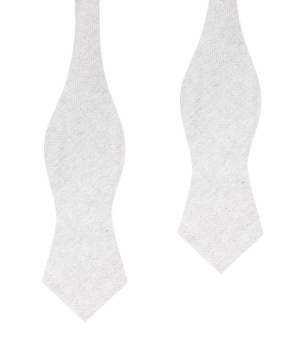 Light Grey Herringbone Linen Self Tie Diamond Bow Tie