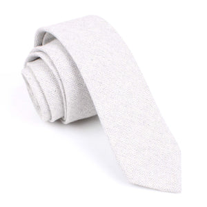 Light Grey Herringbone Linen Skinny Tie