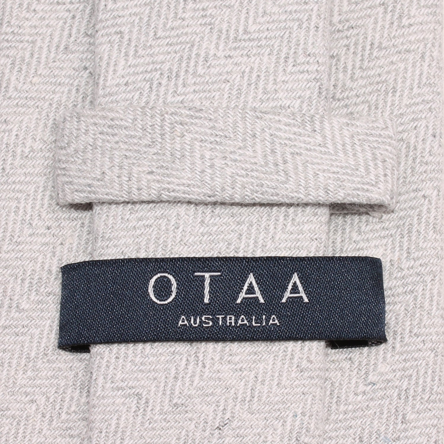 Light Grey Herringbone Linen Skinny Tie OTAA Australia