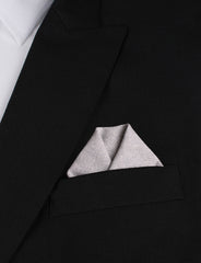 Light Grey Herringbone Linen Winged Puff Pocket Square Fold
