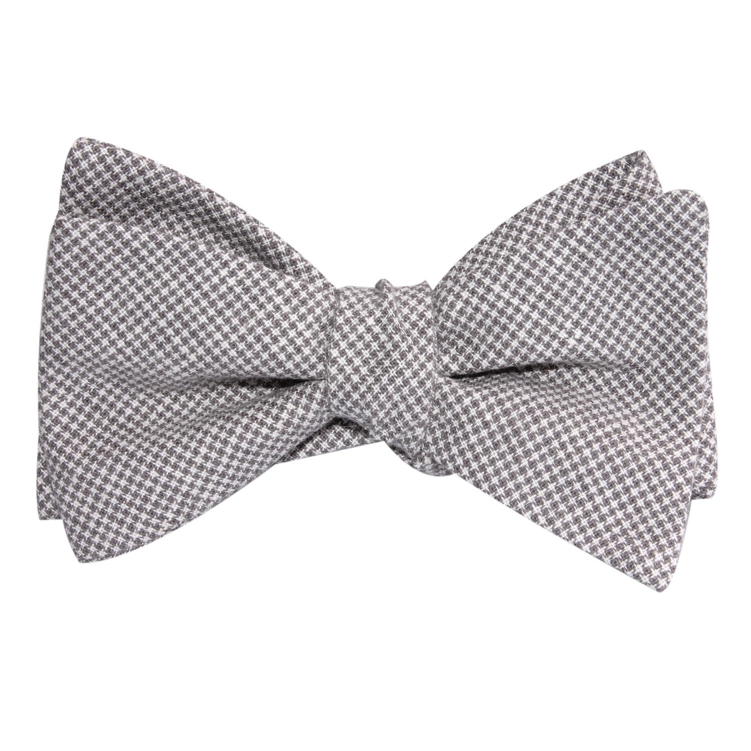 Light Grey Houndstooth Linen Self Tie Bow Tie 1
