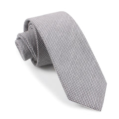 Light Grey Houndstooth Linen Skinny Tie