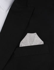 Light Grey Houndstooth Linen Winged Puff Pocket Square Fold