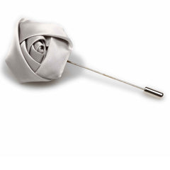Light Grey Satin Rose Lapel Pin