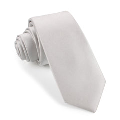 Light Grey Satin Skinny Tie