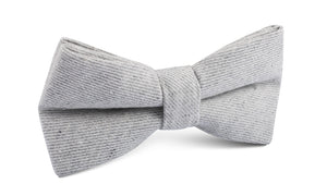 Light Grey Twill Stripe Linen Bow Tie