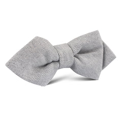 Light Grey Twill Stripe Linen Diamond Bow Tie