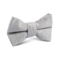 Light Grey Twill Stripe Linen Kids Bow Tie