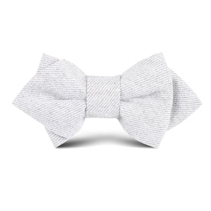 Light Grey Twill Stripe Linen Kids Diamond Bow Tie