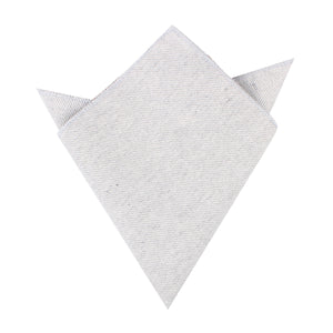 Light Grey Twill Stripe Linen Pocket Square