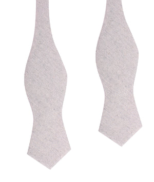 Light Grey Twill Stripe Linen Self Tie Diamond Tip Bow Tie