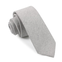 Light Grey Twill Stripe Linen Skinny Tie