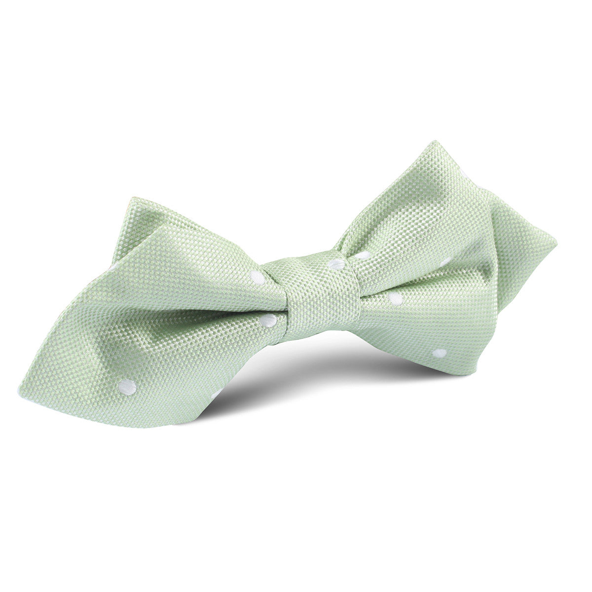 Light Mint Pistachio Green Polkadots Diamond Bow Tie