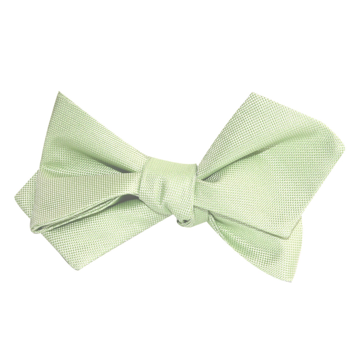 Light Mint Pistachio Green Self Tie Diamond Tip Bow Tie 3