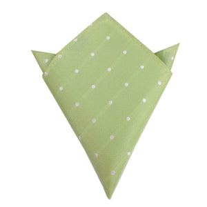 Light Mint Pistachio Green with White Polka Dots Pocket Square