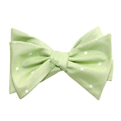 Light Mint Pistachio Green with White Polka Dots Self Tie Bow Tie 1