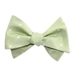 Light Mint Pistachio Green with White Polka Dots Self Tie Bow Tie 3