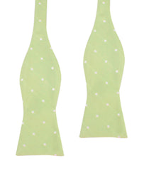 Light Mint Pistachio Green with White Polka Dots Self Tie Bow Tie