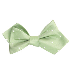 Light Mint Pistachio Green with White Polka Dots Self Tie Diamond Tip Bow Tie 1