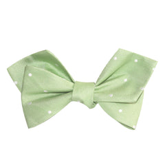 Light Mint Pistachio Green with White Polka Dots Self Tie Diamond Tip Bow Tie 2